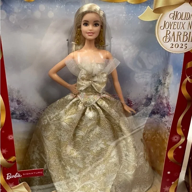 

Hot Genuine Stock Barbie 2025 Holiday Collectible Series Blonde Red Brown Hair Collection Doll Gown Dress Girl Birthday Gift
