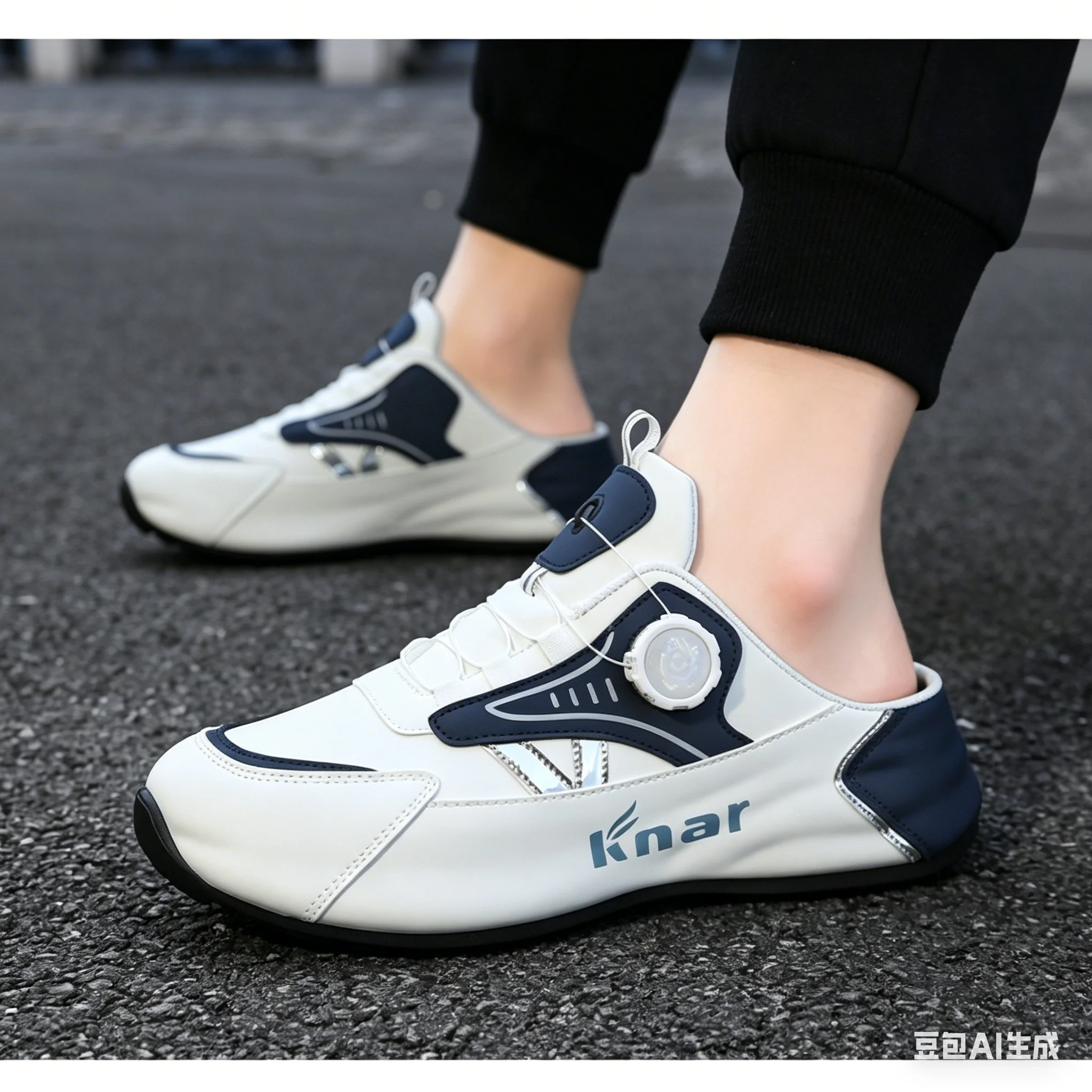 

Men'S Black And Gold Slip On Mule Sneakers With Rotating Buckle Backless Design Breathable Upper Non Slip Sole Comfortable Casua