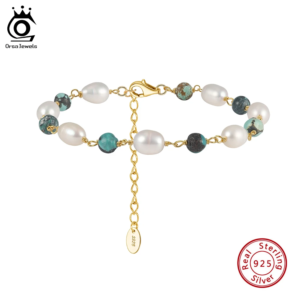 orsa-jewels-s925-純銀ボヘミアン-5mm-天然湖北ターコイズストーンビーズブレスレットチェーン-淡水パール付き-幸運ギフト-mpb15