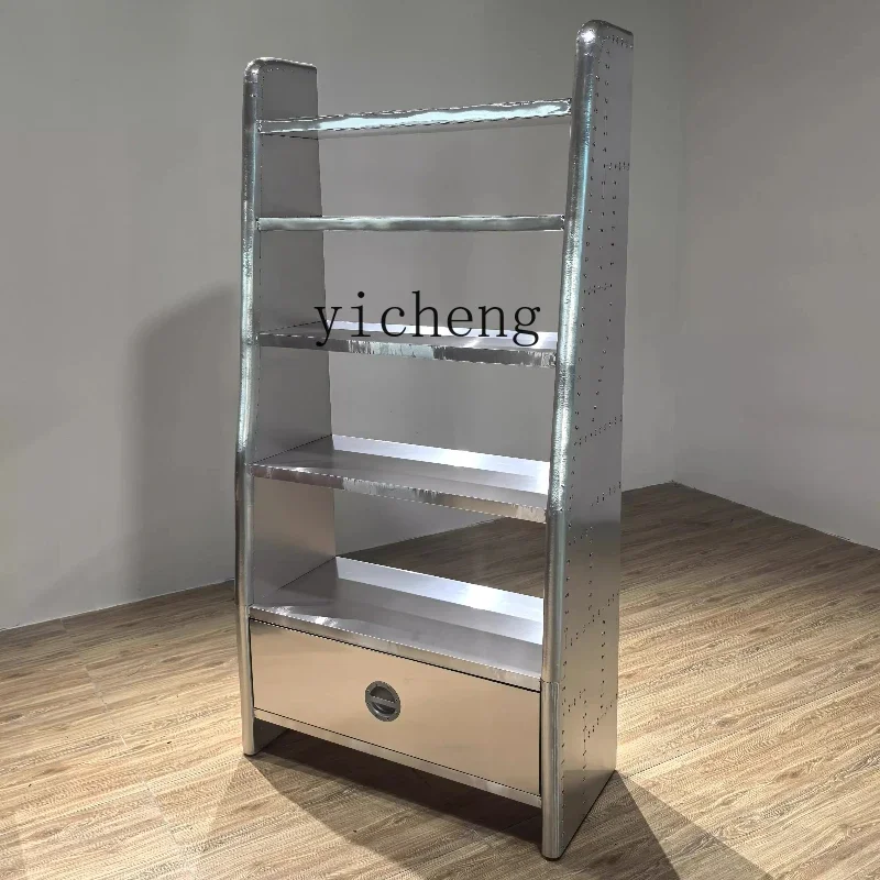 American industrial wine cabinet creative display cabinet medium antique aluminum bookshelf locker metal