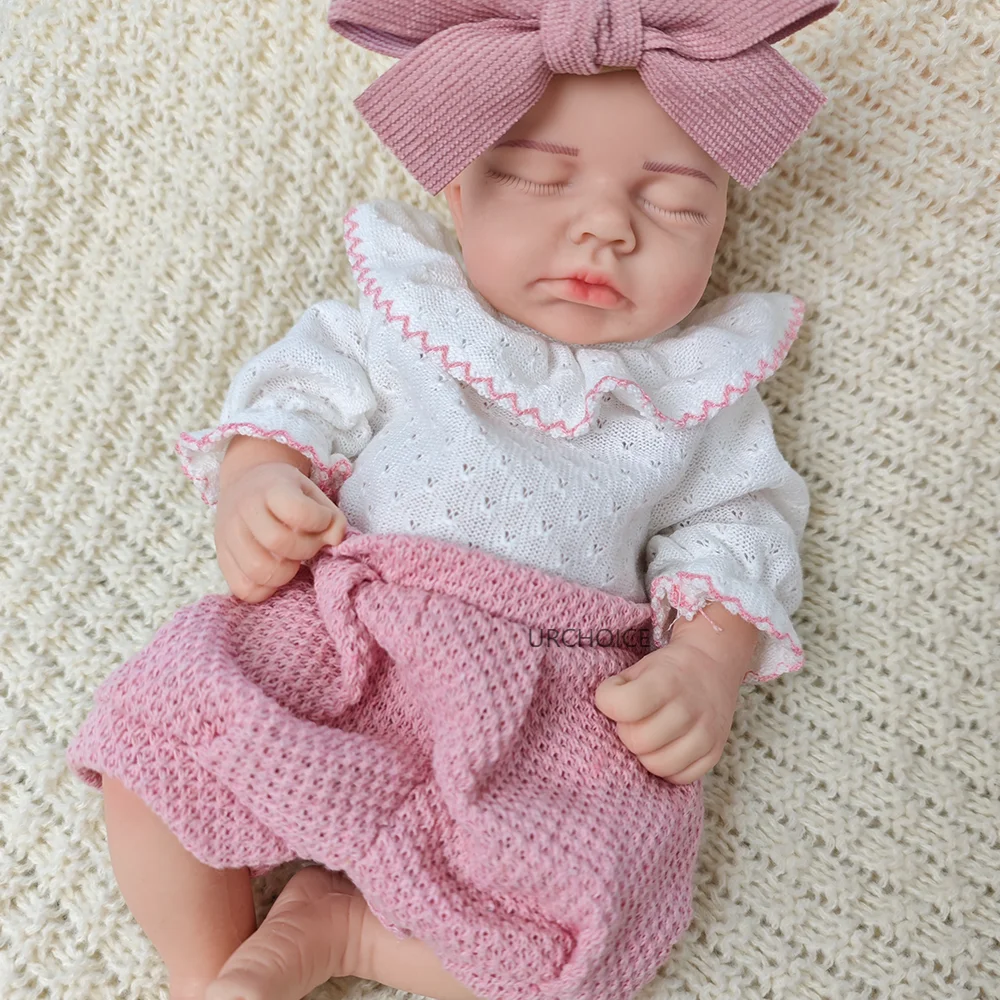 13-calowa silikonowa lalka odrodzona ręcznie malowana śpiące oczy realistyczna lalka noworodkowa dla sztuki kolekcjonerska idealny prezent świąteczny dla dzieci