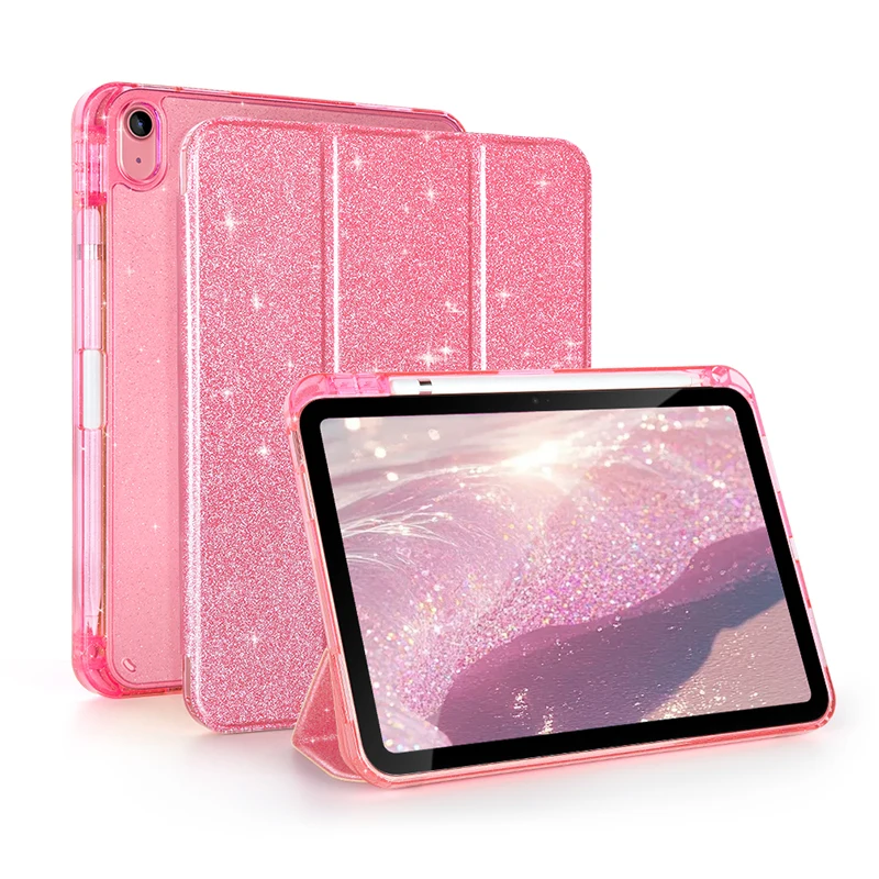 

For iPad A16 2025 Case 11 10th Gen With Pencil Holder Funda for iPad Air 11 M3 M2 Smart Cover for iPad Air 4 5 Glittering Shell