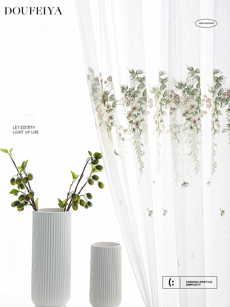 

European Style Embroidered White Tulle Sheer Curtains for Living Room Bedroom Dining Window Screen Luxury Blackout Decor Custom