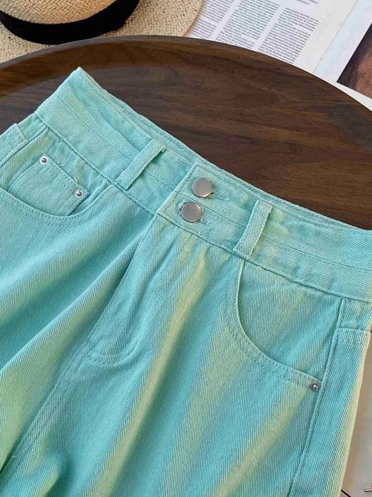 Sommer Mode Frauen Denim Shorts 2025, Neue Koreanische Stil Hohe Taille Breite Bein Shorts Streetwear Lose A-Line Jean Shorts