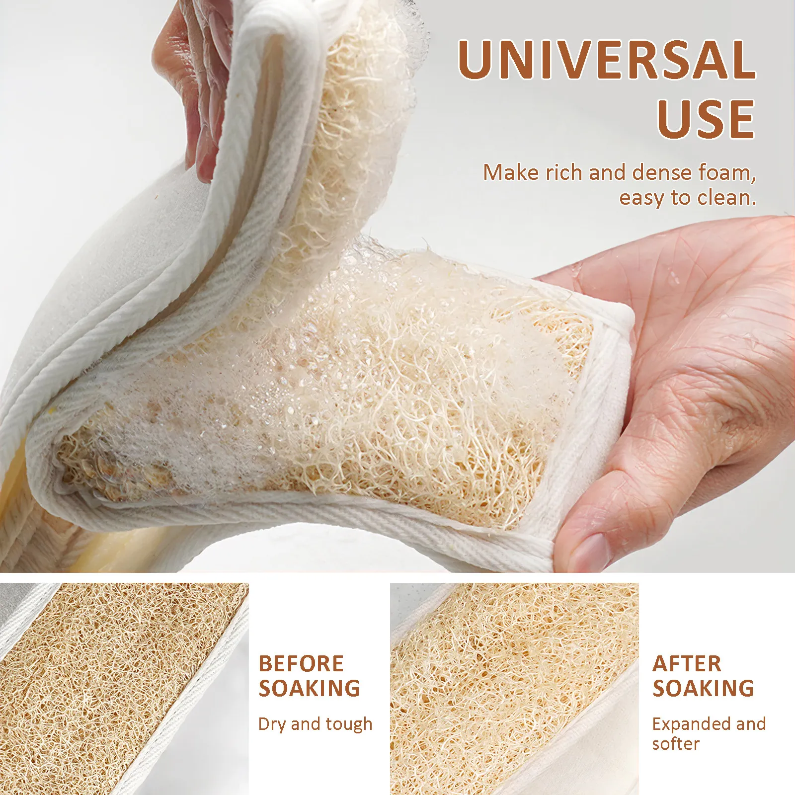 

2Pcs Back Loofah for Shower Natural Loofah Exfoliating Scrubber with Hanging Strap Modern Minimalist Body Scrubber Towel Set