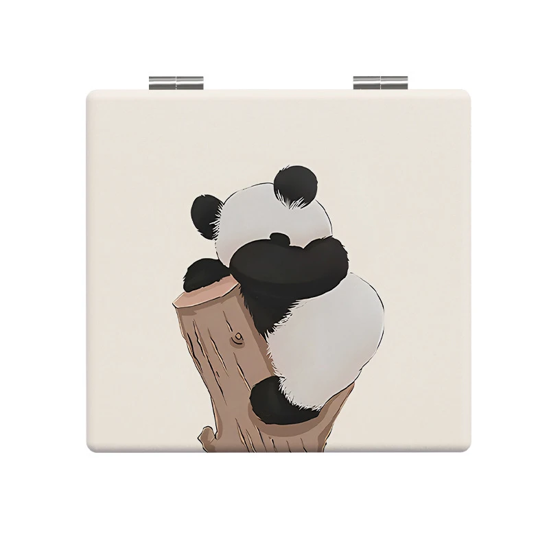 Little Panda-Espejo de maquillaje plegable para niñas adolescentes, bonito dormitorio con peine portátil, espejo de maquillaje pequeño, espejo de transporte