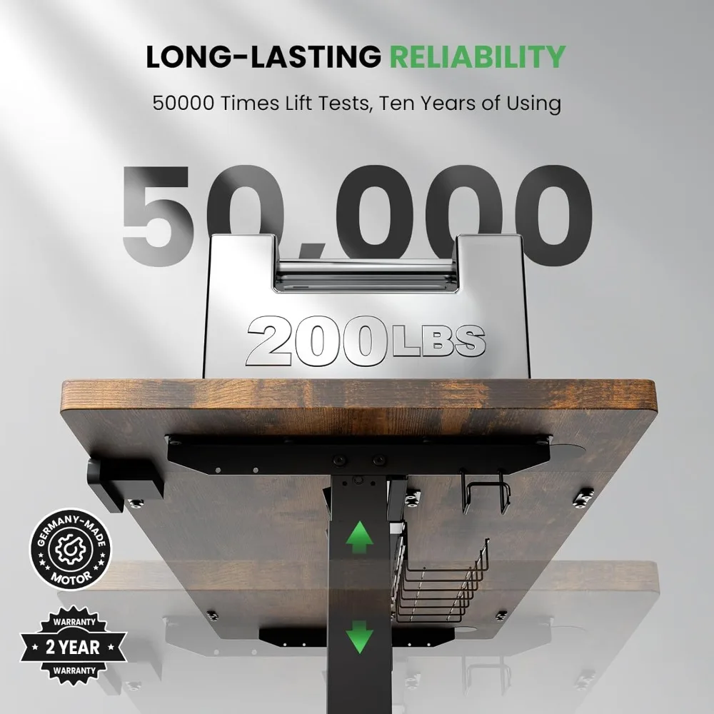 전동 높이 조절 책상 -63 x 24 인치 앉아서 사용하는 책상 케이블 관리 기능 포함 -3가지 사전 설정된 높이 조절 장치