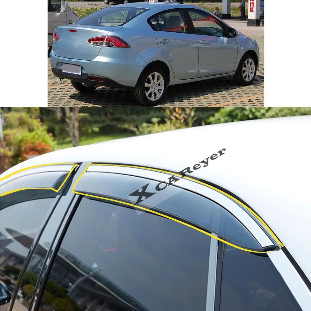 

Для MAZDA 2 MAZDA2 седан 2008 2009 2010, наклейка для стайлинга кузова автомобиля, пластиковое оконное стекло, ветрозащитный козырек, детали для защиты от дождя/солнца