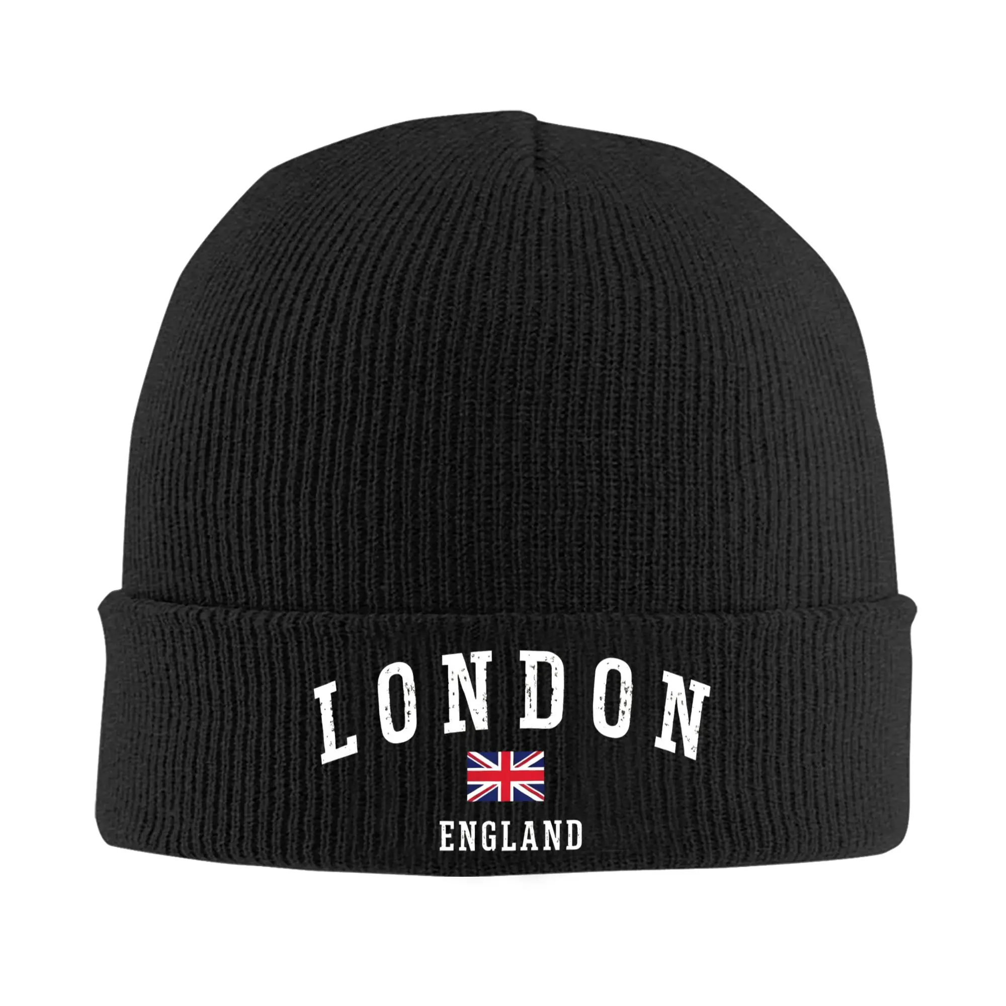 London England UK Flag Distressed Print Design Winter Skullies Beanies Hat Warm Autumn Knitted Hats Bonnet Caps for Women Men