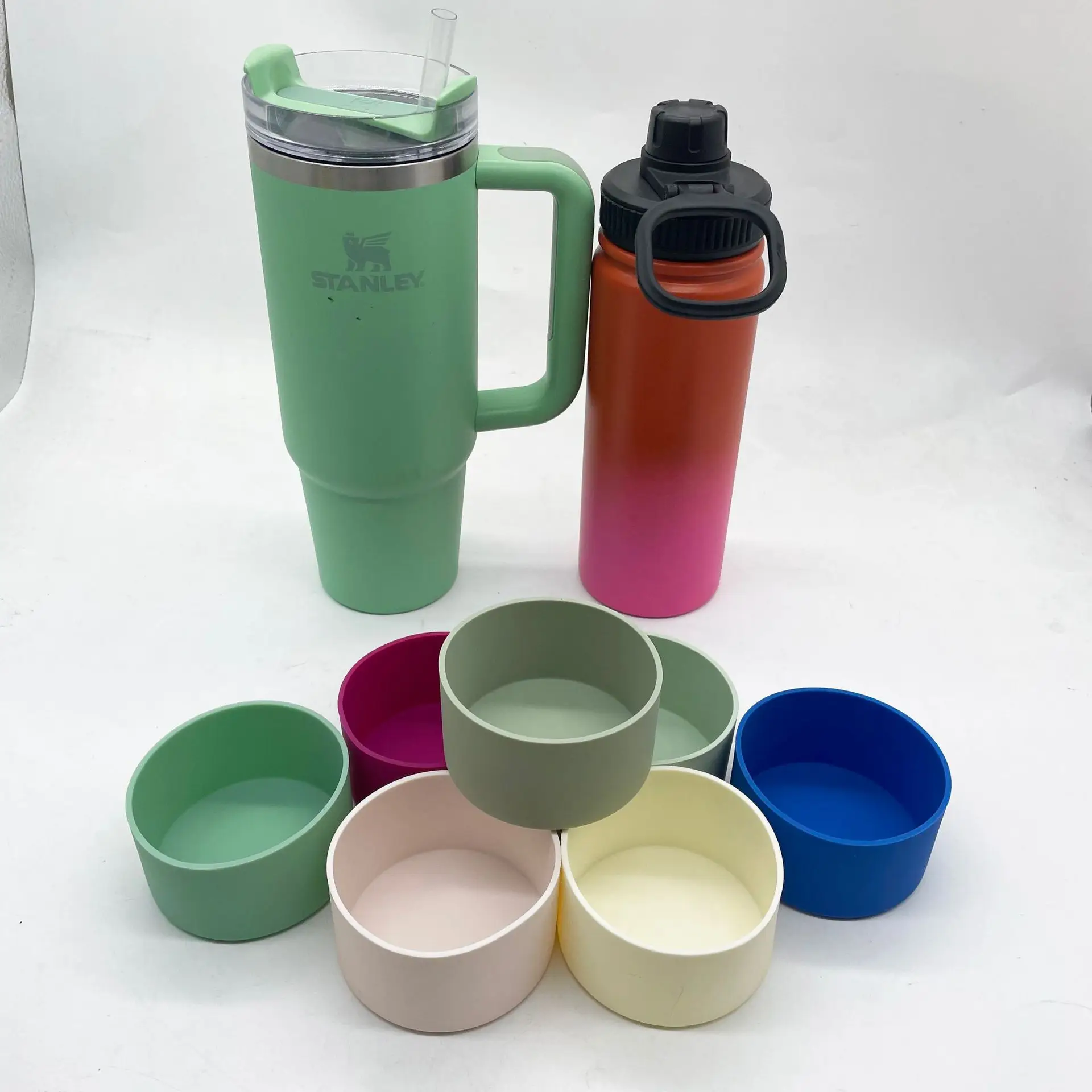 스탠리용 실리콘 바닥, 퀀처 텀블러, 실리콘 컵 슬리브 보호 커버, 11 가지 색상, 7.5-9cm, 40oz, 30oz, 20oz