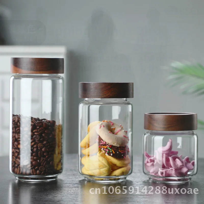 High Borosilicate Glass Scented Tea Storage Canisters with Acacia Wooden Lid - Dust-Proof Sealed Jars for Kitchen Storage 3