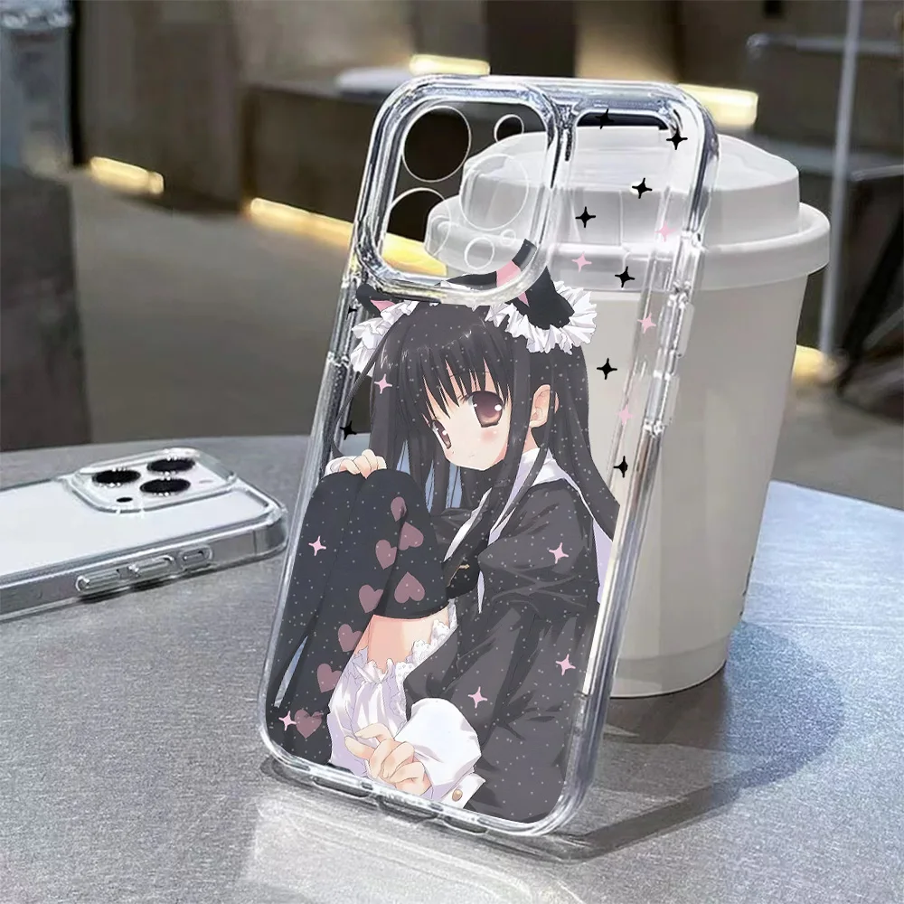 أنيمي لطيف خادمة فتاة قضية الهاتف لسامسونج غالاكسي S26 S25 S24 S23 S22 S21 S20 FE نوت 20 نوت 10 حافة زائد الترا لايت 5G واضح