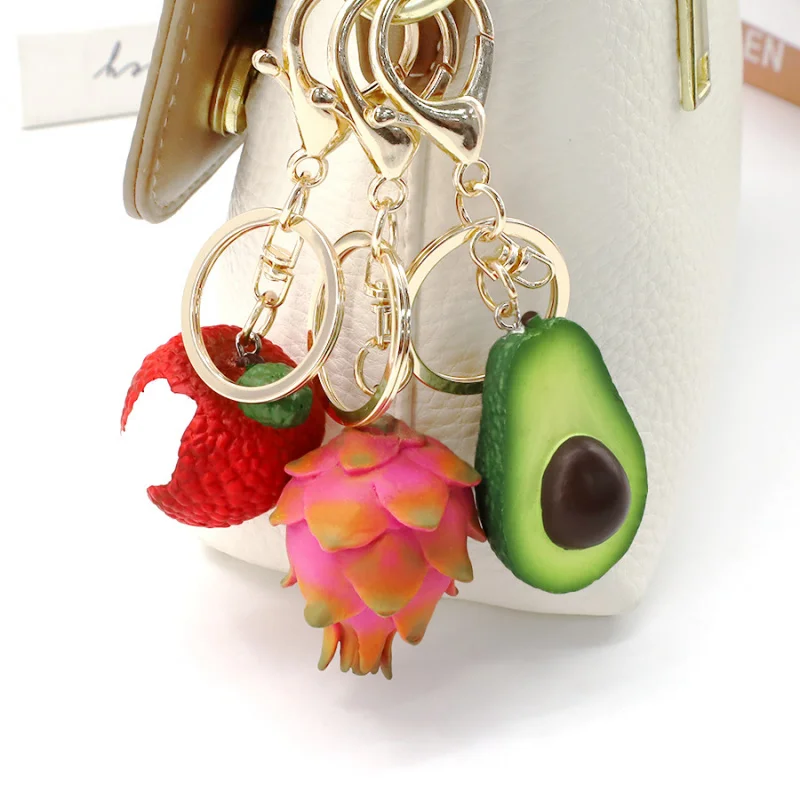 【Spot Goods】Highly realistic fruit keychains in form of fruit, lychee, and avocado; and cute pendants, exqui
