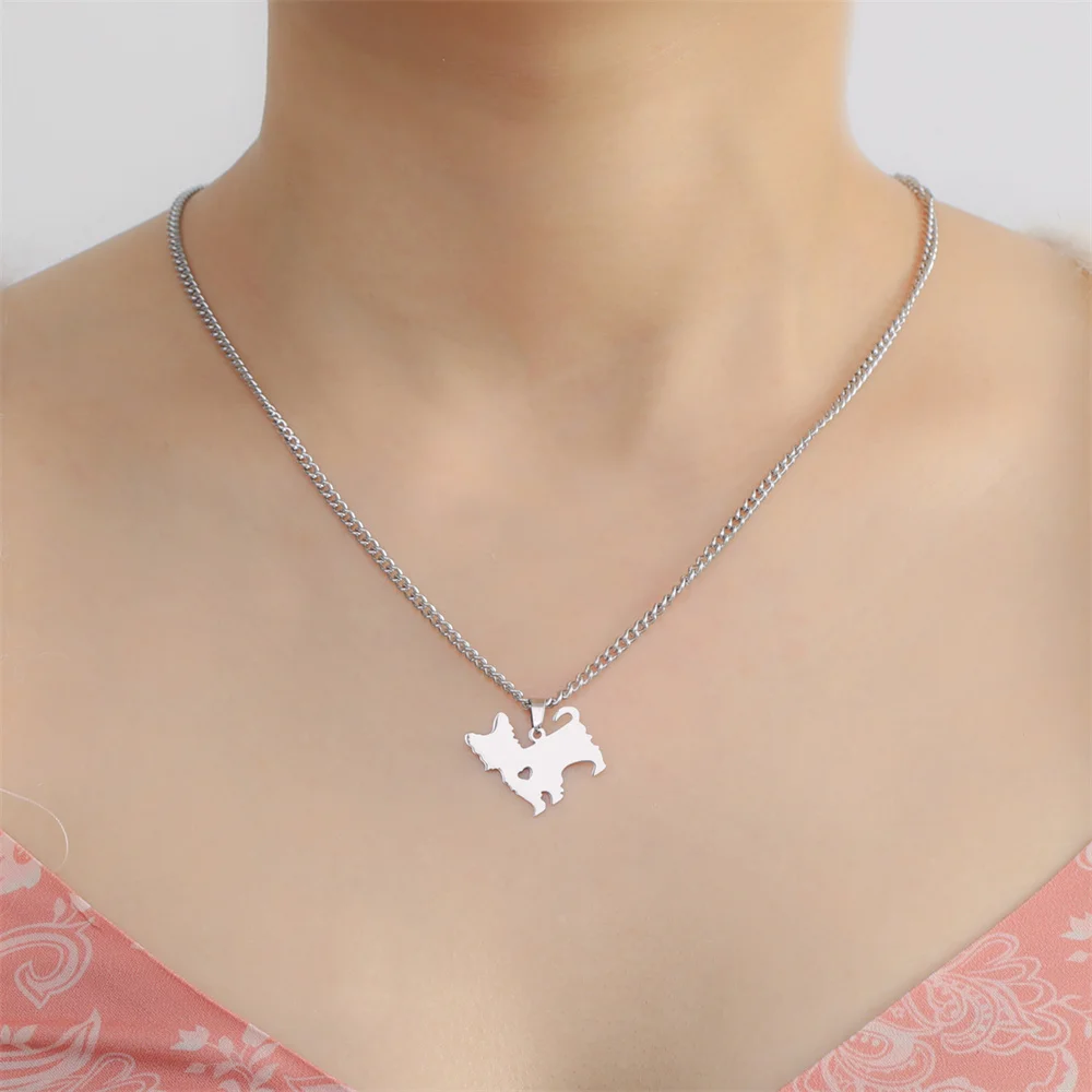 My Shape Cute Puppy Dogs Pendant Necklace for Women Girl Stainless Steel Animal Samoye Dachshund Dog Jewelry Dogs Lovers Gifts