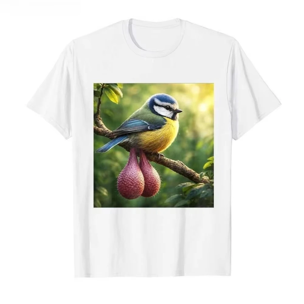 New Funny Balls Bird Meme T-shirt Y2k Vintage T Shirts Casual Print Short Sleeve Fashion T-shirt Oversized Streetwear Unisex