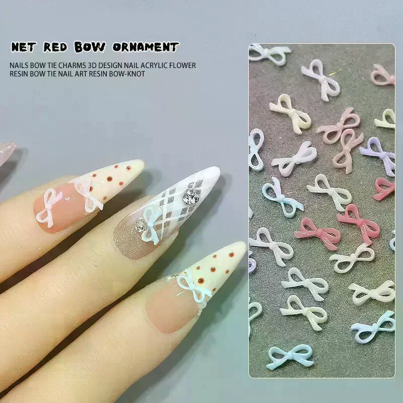 /YOV/3D Exquisite Bow Tie Nail Art Charms Resin Ribbon Bowknot Jewelry Nail Rhinestone Decoration DIY Accessories Manicure 50pc
