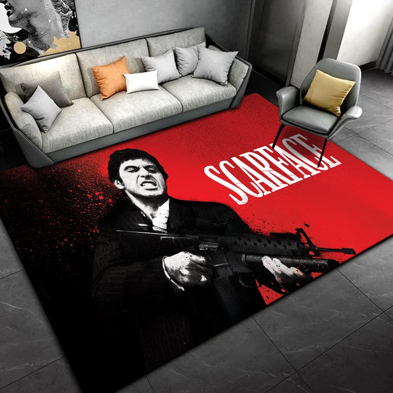 

3D Printing Movie Scarface Tony Carpet Rug for Home Living Room Bedroom Sofa Doormat Decor,Non-slip Floor Mat Play Area Rug