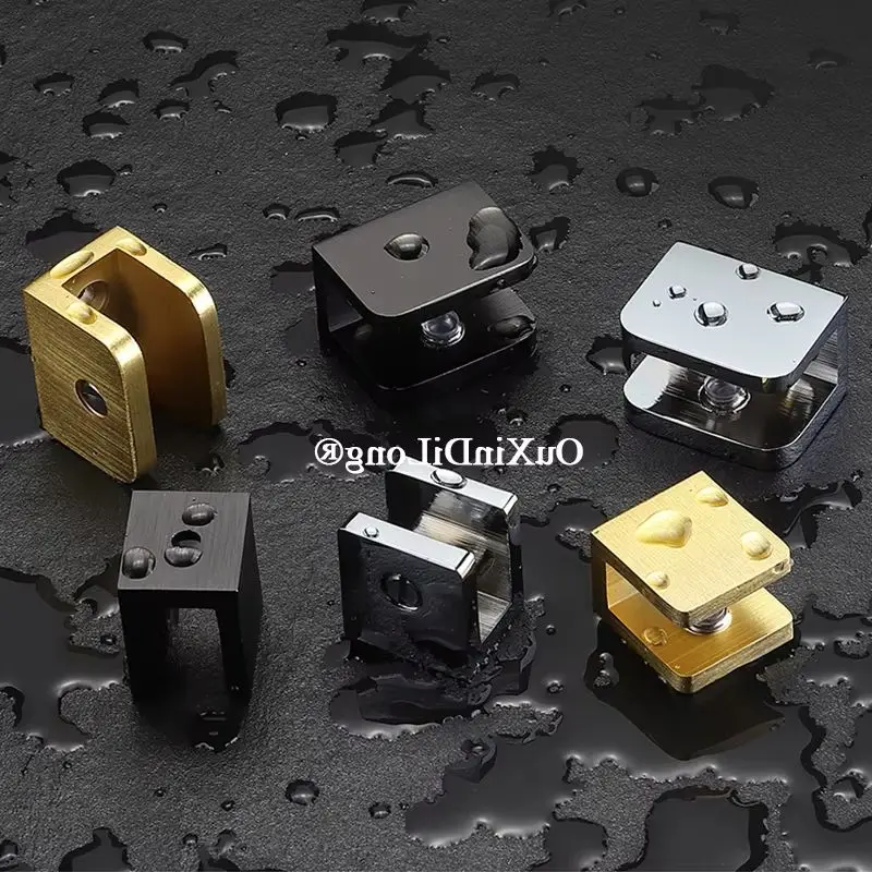 

10PCS Solid Brass Glass Clamps Shower Shelves Clip Support Brackets Board Frame Glass Shelves Clips for 5-8mm/8-10mm/ 10-12mm