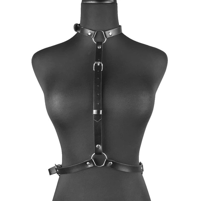 Bdsm Sexy Women Leather Harness Neck Waist Bondage Garter Gothic Harajuku Lingerie Belt Chain Body Punk Rock Nightclub Clothing