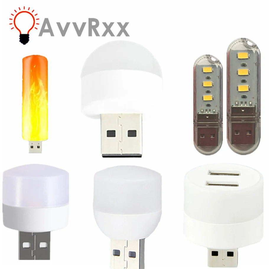 USB LED Night Light Plug Lamp Computer Mobile Power Charging USB Small Book Lamps Eye Protection Reading Light Small Light