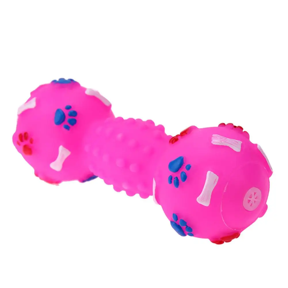 Pet Chew Toys Pet TPR Set Interactive Playing Funny Molar Dumbbell Shape Dog Squeaky Sound Puppy Molar Bite Cleaning Teeth