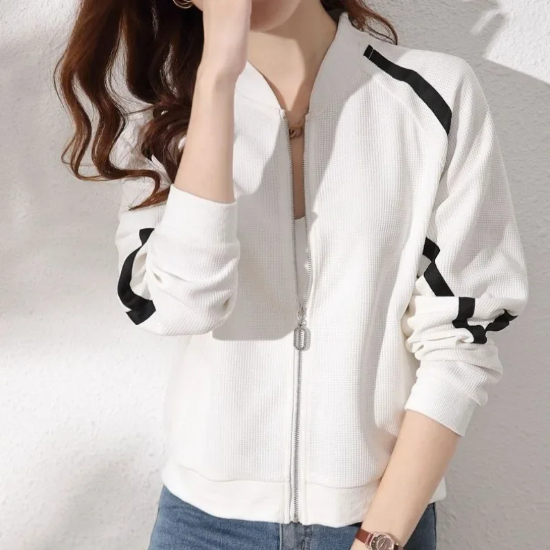 Baseball Aviator Coat Woman Loose Plain Zip-up Bomber Jacket for Women Cheap Fashion Casual Pretty 2025 Trend Harajuku Lined