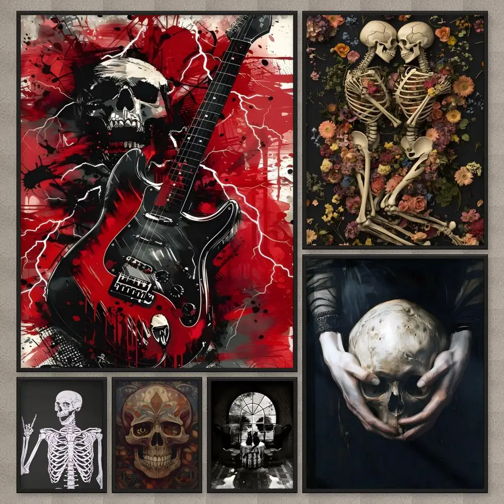 Kunstposter mit gotischem Totenkopf, HD-Wandkunst, Heimdekoration, wasserfester Druck, Schlafzimmer, Garage, Party, Geschenk