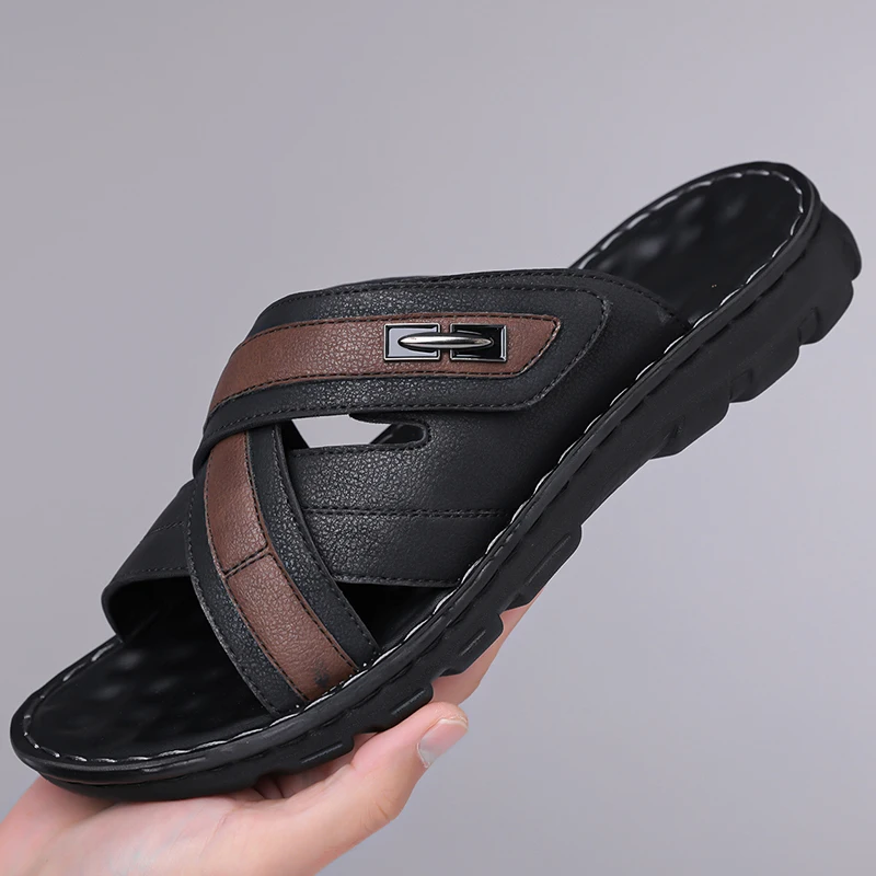 Men's Summer Fashion Comfortable Simple Sandals Thick Bottom Anti-slip Soft Slip-On Beach Slippers-8912 - view 3