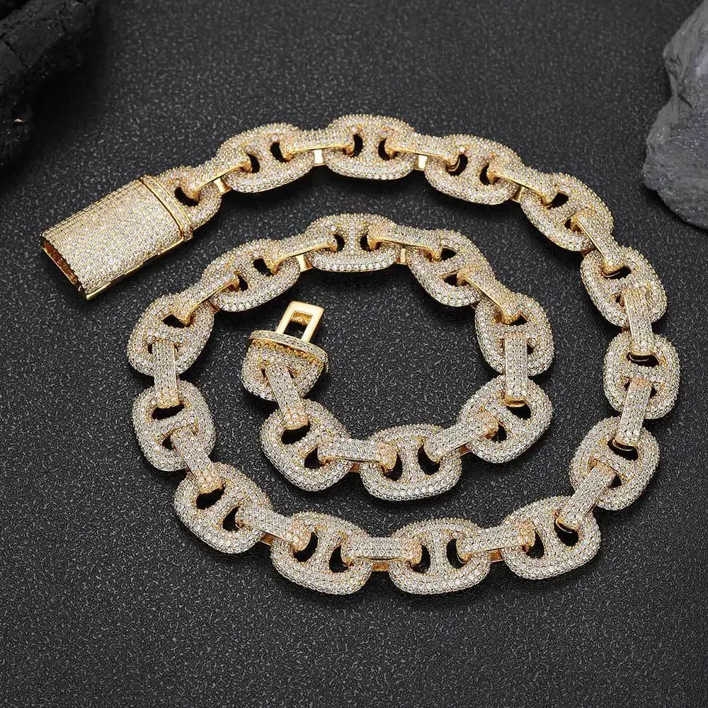 Thick Cuban Chain Hip Hop 16mm Pig Nose Bubble Cuban Zircon Cross-Border Jewelry Hot Sale Accessories Men