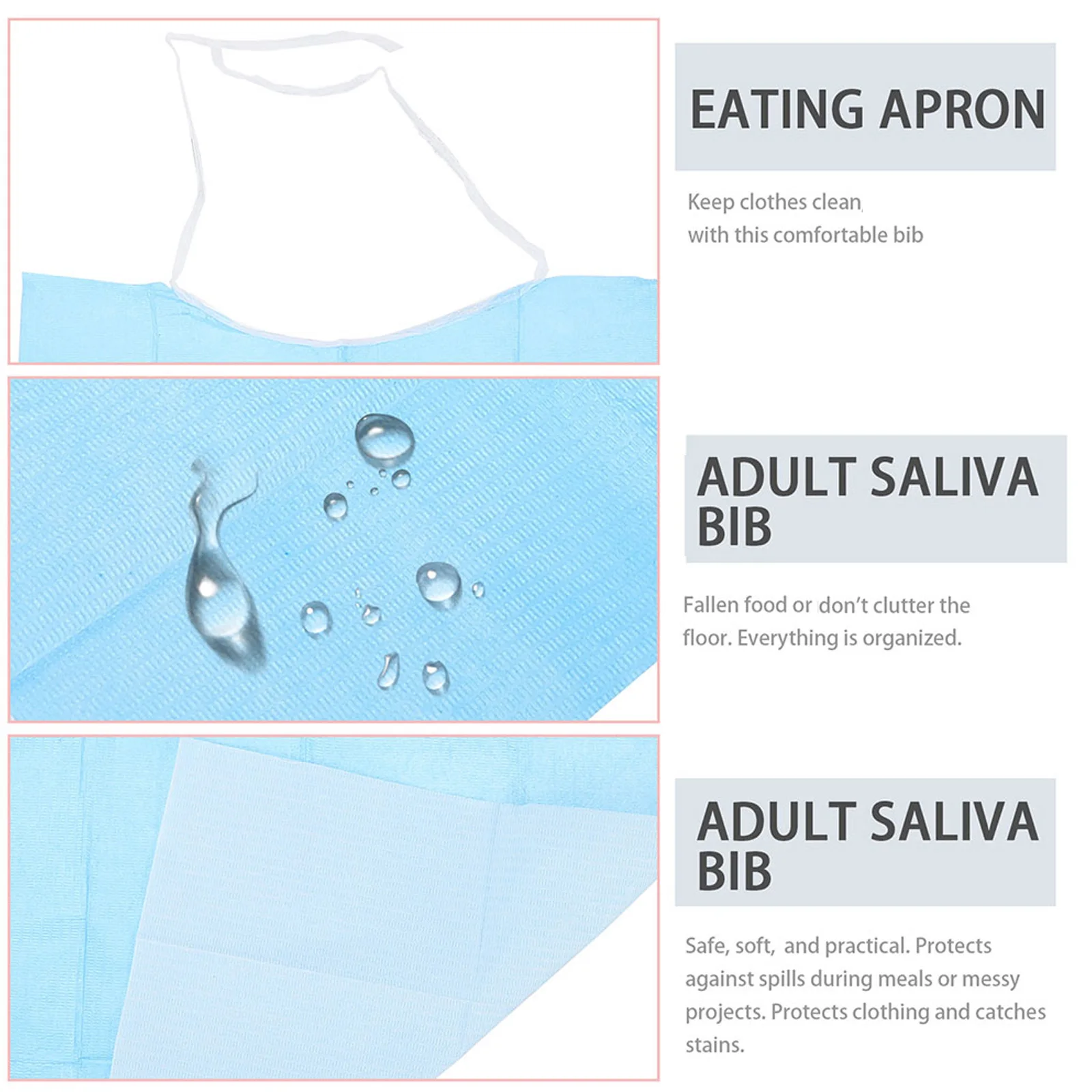 

60 шт., нагрудник для еды из ПВХ, водонепроницаемые антимасляные нагрудники для детей и пожилых людей, легкие портативные материалы для кормления, удобные, на каждый день