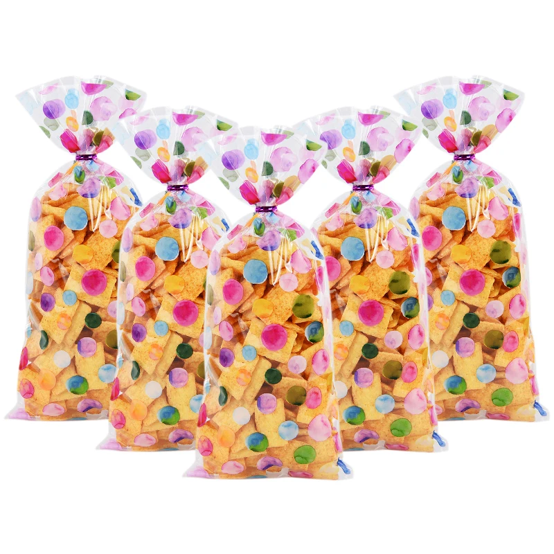 

50Pcs Rainbow Dot Candy Gift Bags Cookie Snack Plastic Packing Bag Birthday Party Decoration Baby Shower Supplies