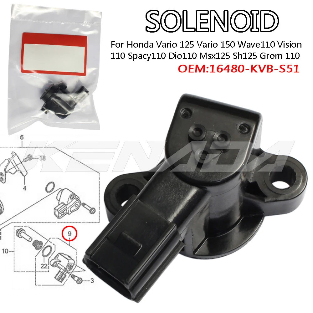 

Solenoid For Honda Vario 125 Vario 150 Wave110 Vision 110 Spacy110 Dio110 Msx125 Sh125 Grom 110 Cb125 Air-Blade125 Zoomer 110