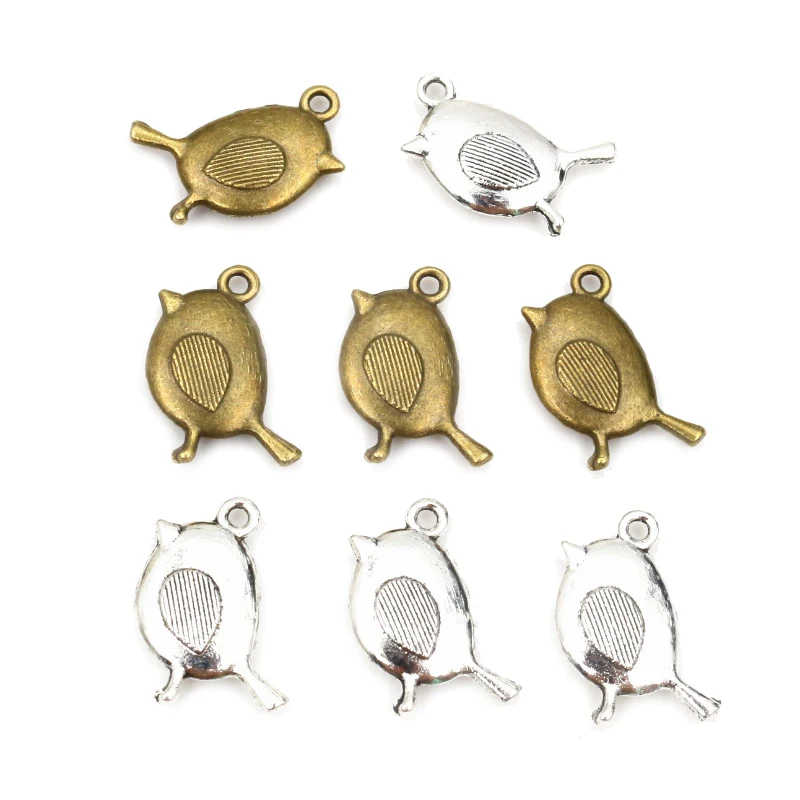 10pcs 19x12mm Bronze Antique Silver Plated Small Cute Bird Handmade Charms Pendant DIY Jewelry Making for bracelet necklace