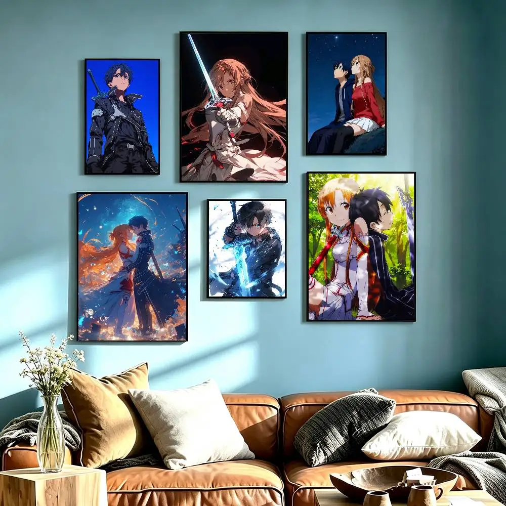 Anime Sword Art Online Poster Waterproof Wall Art Sticker For Bar Living Room Vintage Decor High Quality Print Gift
