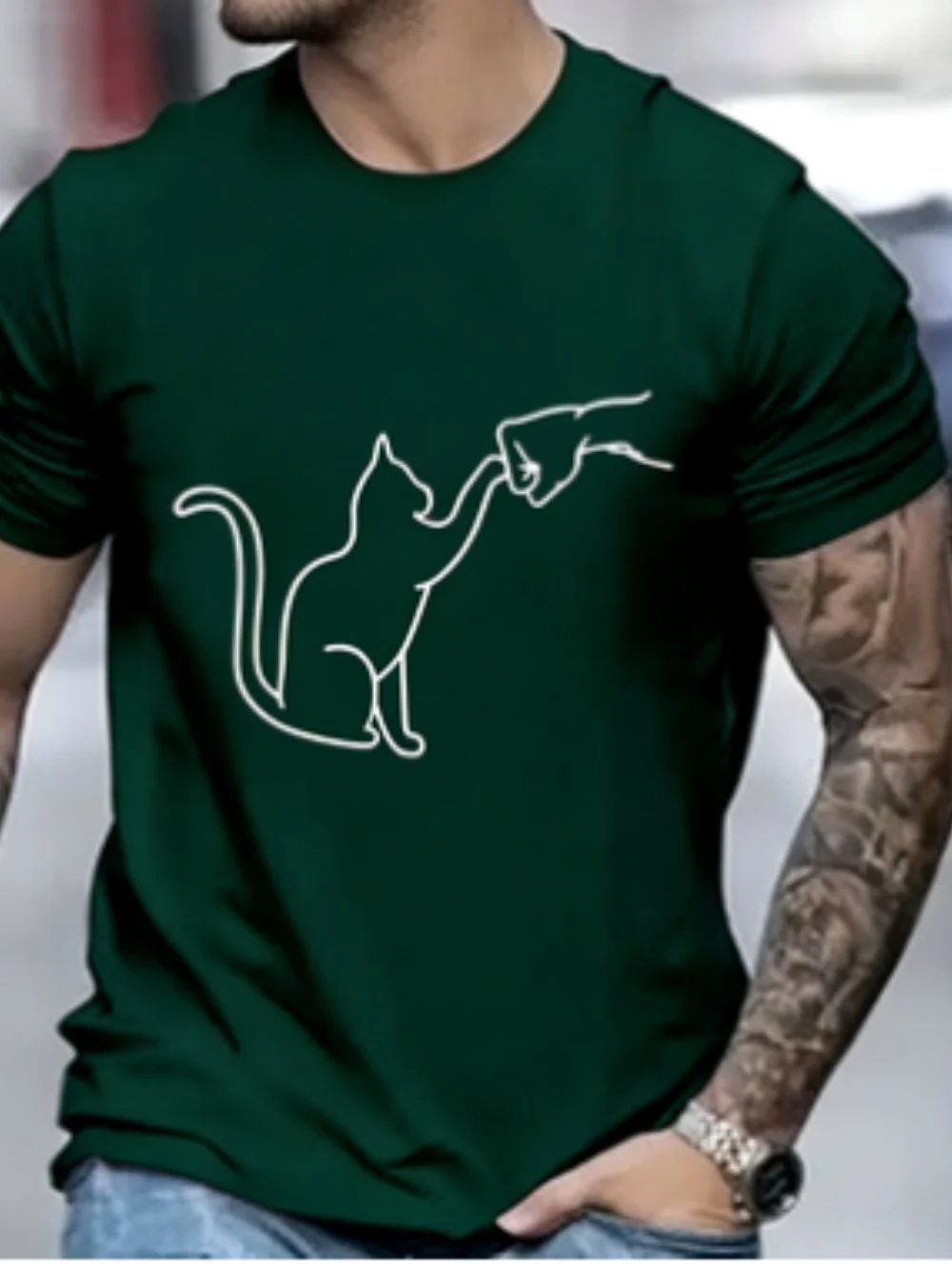

T-Shirt Men Fun Cat Print 3D Tees Summer New Men's Fashion Casual Short Sleeve Oversize Loose Round Neck Fashion Men's Clothing