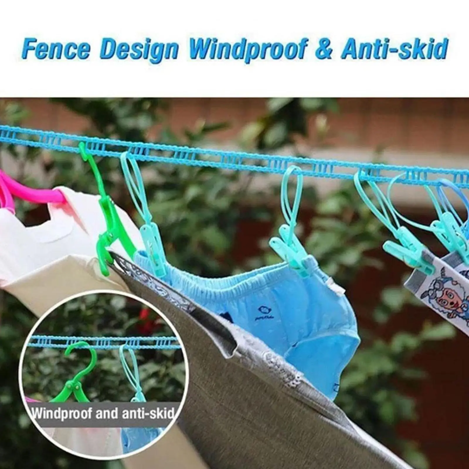 5/8M Portable Clotheslines Windproof Fence-Type Clothesline For Outdoor Indoor Home Travel Drying Rack Clothesline R0W1