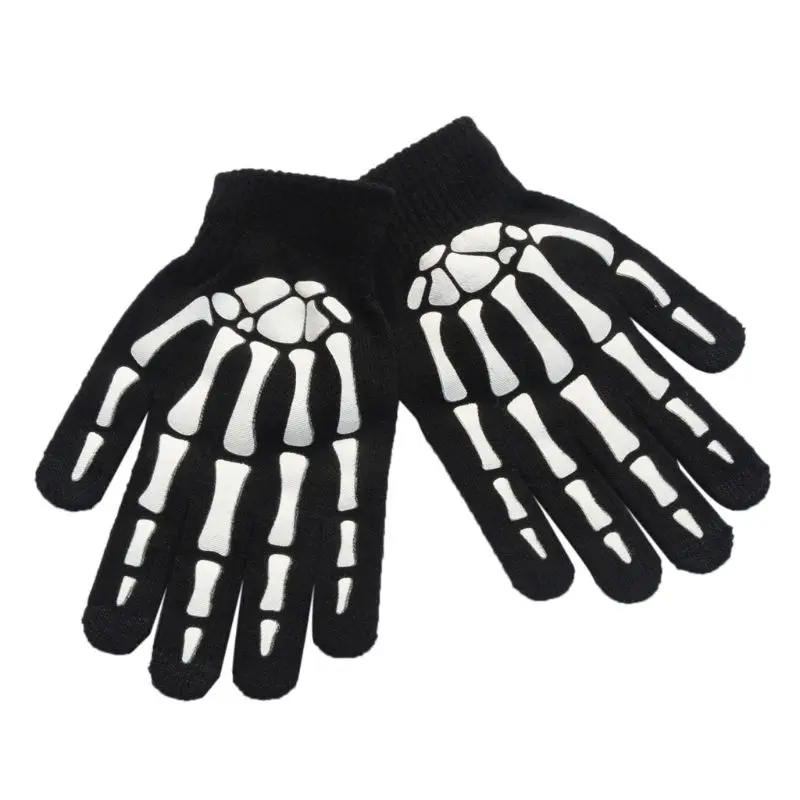 Guantes Unisex para adultos y niños, guantes con dedos completos para ciclismo de invierno, calavera de terror para Halloween, garra, esqueleto,