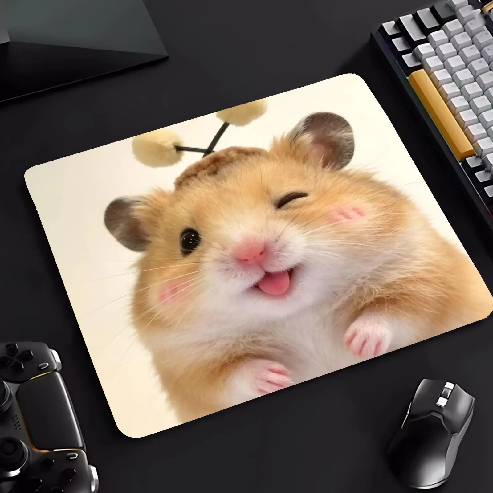 Cute Working Hamster Mouse Pad Compact Small Mouse Pad for PC Laptop Desktop,Game And Office