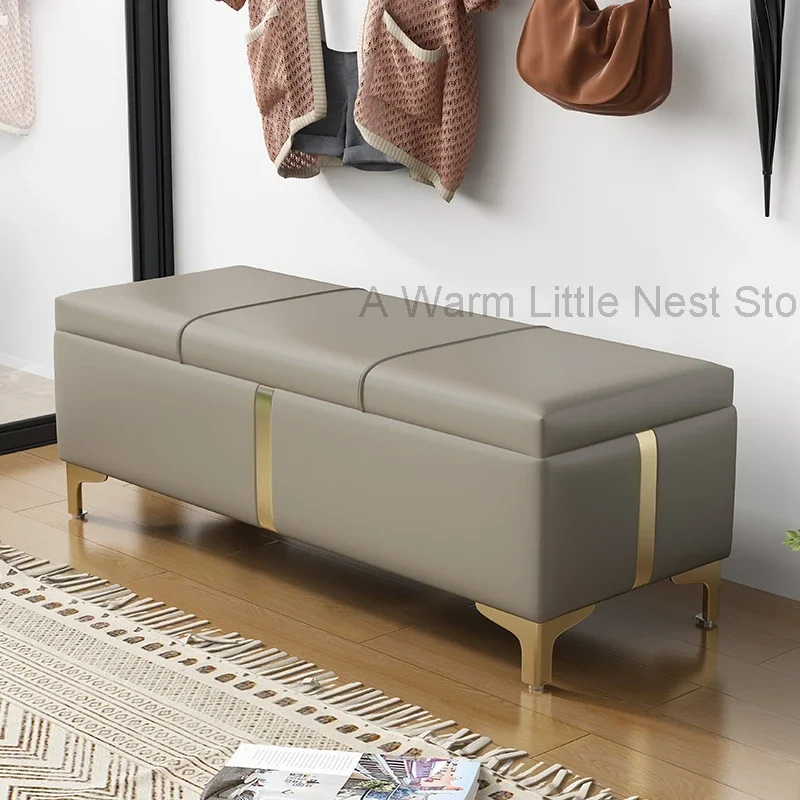 living room soft stool entrance hall shoe changing stool bedroom end of bed bench hallway Storage chest bench Nordic furniture