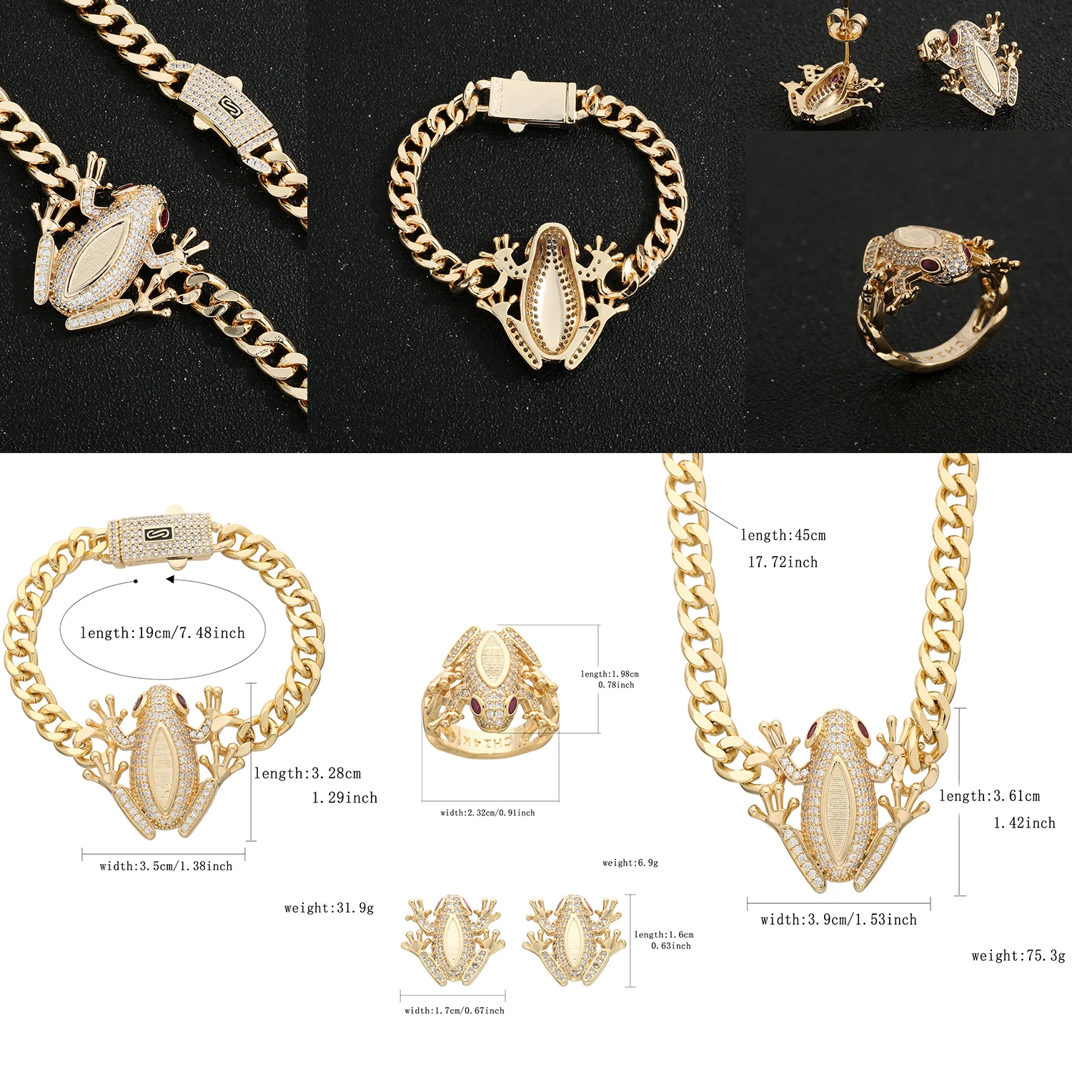 Exquisite 3D animal jewelry, a 4-piece frog jewelry set, a perfect back-to-school or birthday gift for a lovely girl