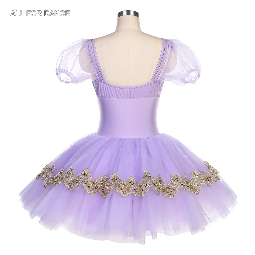 BLL060 Puff Sleeves Lilac Spandex Bodice Bell-shaped Ballet Dance Tutu Leotard Dress for child & adult Stage Performance Dress