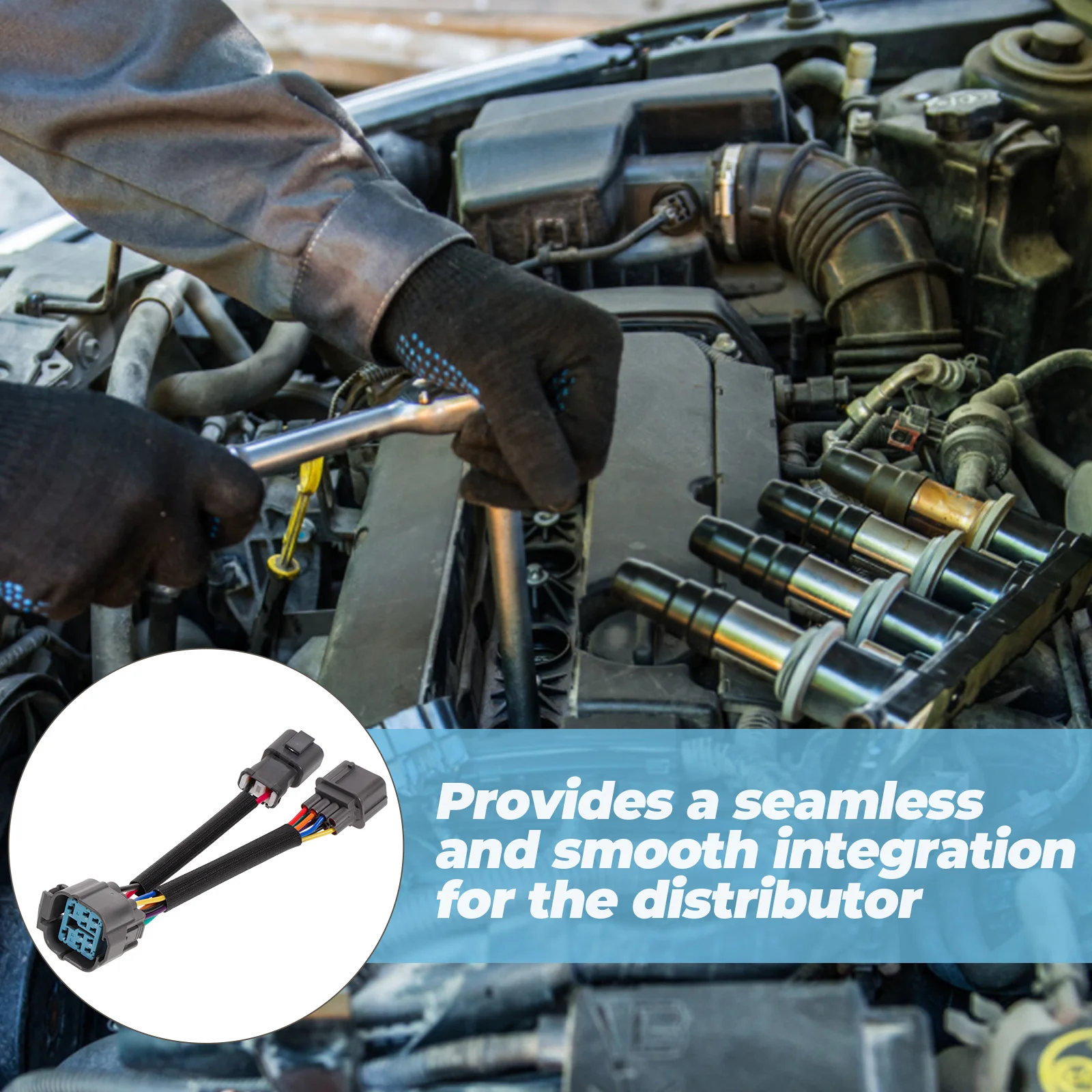 

Obd1 to Obd2 10-pin Engine Harness Jumper for Car Distributor Plastic Stable Connection Longevity Easy Installation Engine