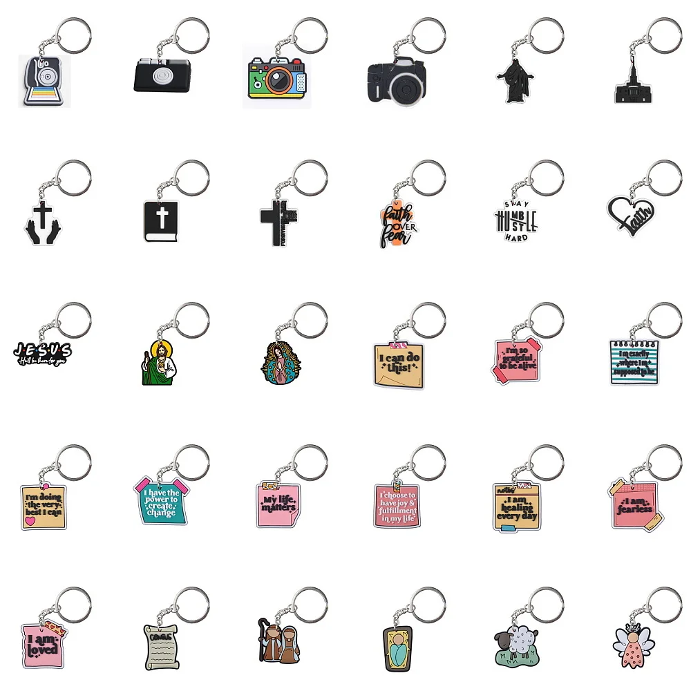 5pcs Colorful Camera Keychains Boys Girls pink yellow Notes Keyrings Kids Black Cross Key Chains D Key Rings For Men Women Gifts