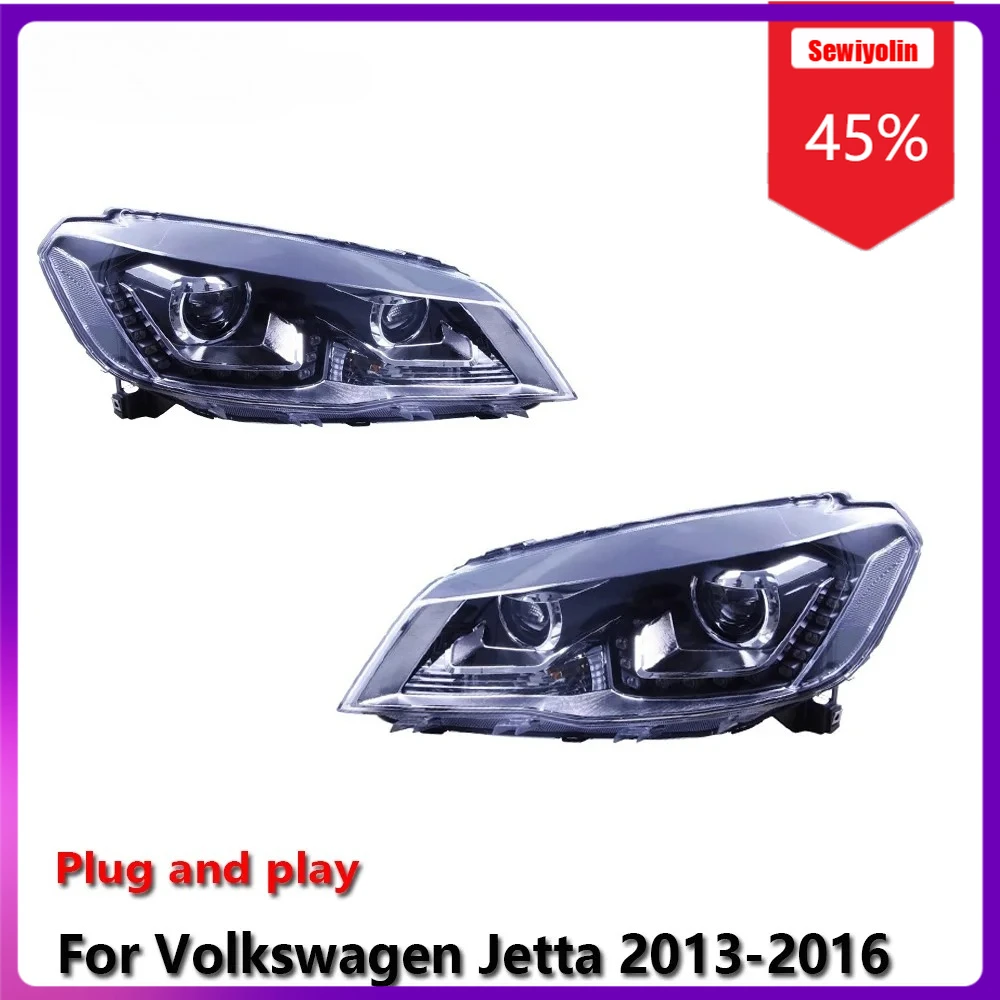 

Sewiyolin автомобильные светодиодные фары в сборе для Volkswagen Jetta 2013-2016 противотуманные фары DRL тормозной указатель поворота Plug and Play