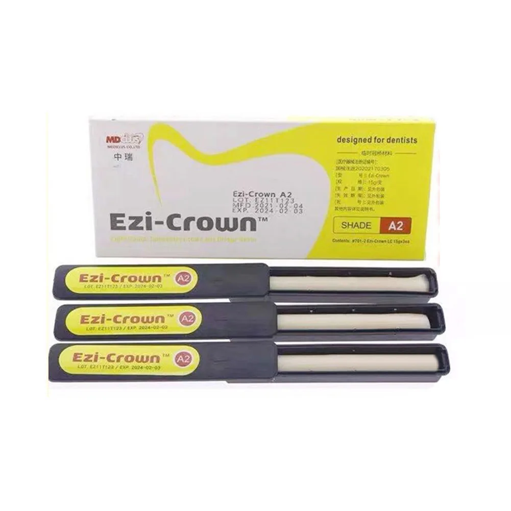 Dental Light Cured Temporary Crown Bridge Resin Korean Mediclus Ezi Crown Tooth Restoration Inlay Relining Materials A1/A2/A3