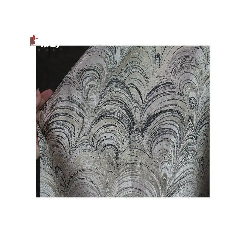 نمط الموجة الأصلي البيج الرمادي الرجعية ثلاثي الأبعاد نسيج الجاكار معطف النسيج وسادة خلفية الملابس #3