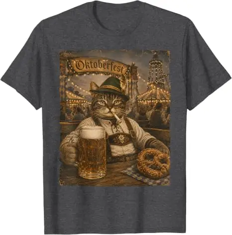 Oktoberfest Herren Lederhosen Lustiges Deutsches Biertrink-Meme T-Shirt Y2k Oktoberfest Kostüm Grafik Katze Papa Trinker T-Shirt Geschenk – Detail 13