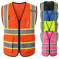 Chaleco de malla Unisex de verano con bolsillos y cremallera, ropa de construcción de carreteras, chaleco multibolsillos para ingeniero de mantenimiento de aviones