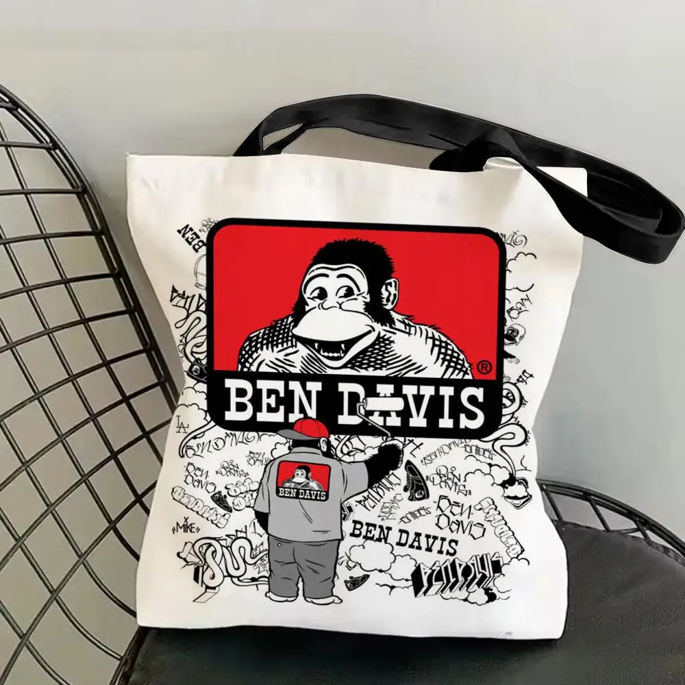 Luxury B-Ben D-Davis Storage Bags Canvas Double-Sided Print Shoulder Handbag Reusable Eco-Friendly Shopping Tote Bag