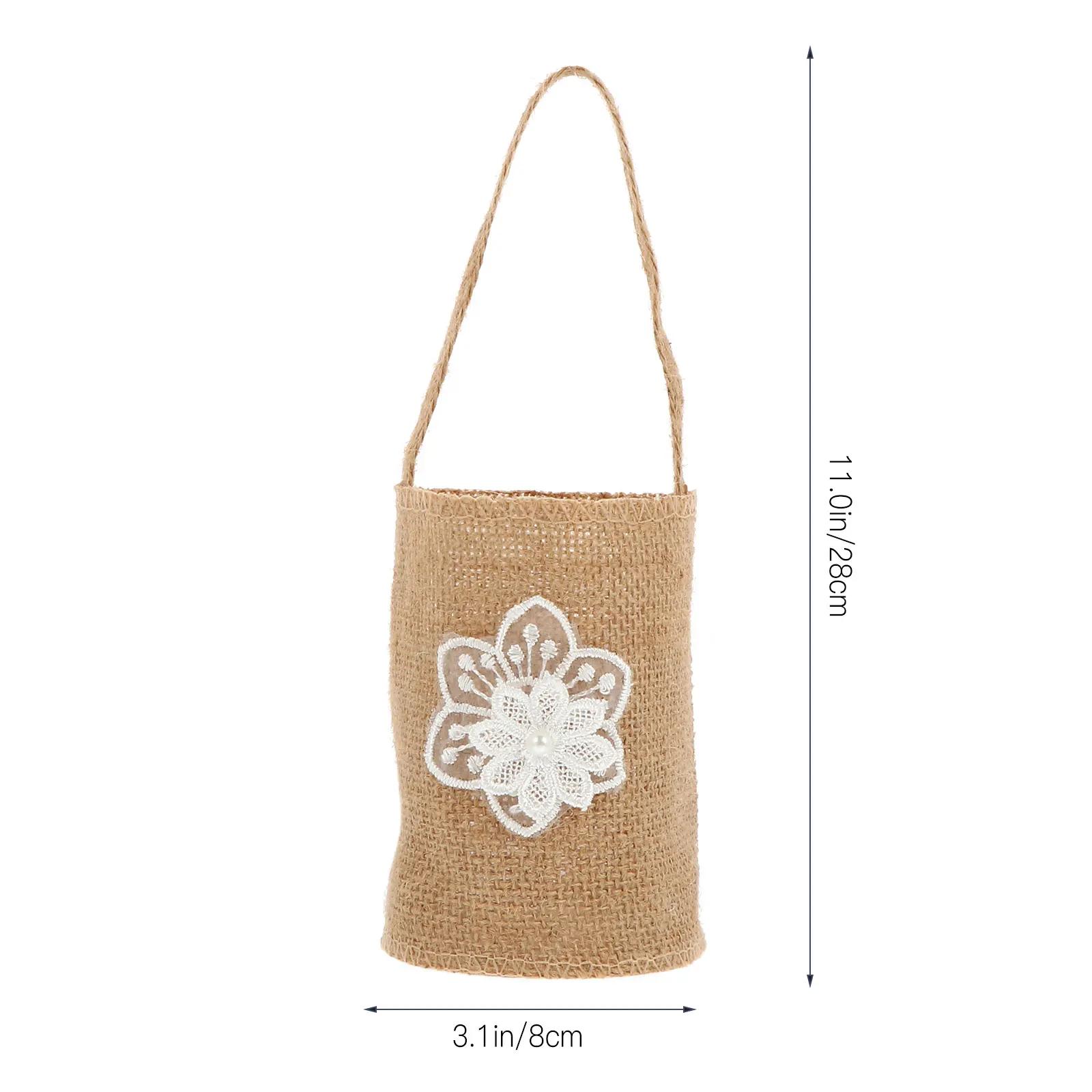 2Pcs Linen Storage Baskets Wedding Decor Burlap Woven Flower Girl Banquet Dry Photography Props Bag Home Storage